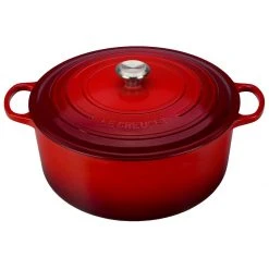 Best Pirce ✨ Le Creuset 13.25 Qt. Round Signature Cast Iron Dutch Oven With Stainless Steel Knob | Cerise/Cherry Red ????