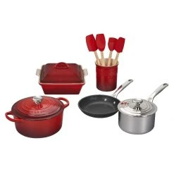 Budget ???? Le Creuset 12-Piece Mixed Material Cookware Set | Cerise ⌛