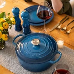 Budget ⭐ Le Creuset 5.5 Qt. Round Signature Cast Iron Dutch Oven With Stainless Steel Knob | Marseille Blue ⌛ -Le Creuset Shop rs16006 0921 lecreuset lifestyle 43