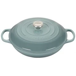 Deals ???? Le Creuset 3.5 Qt. Signature Enameled Cast Iron Braiser With Stainless Steel Knob | Sea Salt ????
