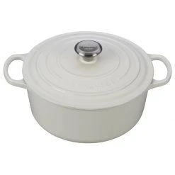 Buy ???? Le Creuset 5.5 Qt. Round Signature Cast Iron Dutch Oven With Stainless Steel Knob | White ????