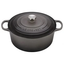 Outlet ???? Le Creuset 9 Qt. Round Signature Dutch Oven With Stainless Steel Knob | Oyster Grey ✔️