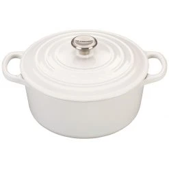 Deals ???? Le Creuset 3.5 Qt. Round Signature Dutch Oven With Stainless Steel Knob | White ✔️