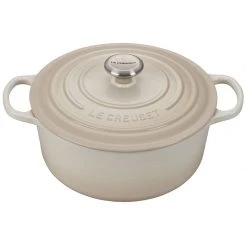 Buy ???? Le Creuset 5.5 Qt. Round Signature Cast Iron Dutch Oven With Stainless Steel Knob | Meringue White ????