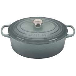Outlet ???? Le Creuset 6.75 Qt. Oval Signature Dutch Oven With Stainless Steel Knob | Sea Salt ????