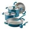 Cheapest ???? Rachael Ray 8-Piece Enameled Stacking Cookware Set | Teal Shimmer ???? -Le Creuset Shop teal1
