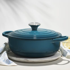 Deals ???? Le Creuset 3.5 Qt. Signature Enameled Cast Iron Sauteuse With Stainless Steel Knob | Deep Teal ???? -Le Creuset Shop teal1 1