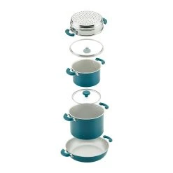 Cheapest ???? Rachael Ray 8-Piece Enameled Stacking Cookware Set | Teal Shimmer ???? -Le Creuset Shop teal9