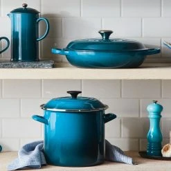 Hot Sale ???? Le Creuset 5 Qt. Signature Braiser With Stainless Steel Knob | Deep Teal ???? -Le Creuset Shop teal 1